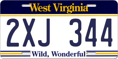 WV license plate 2XJ344