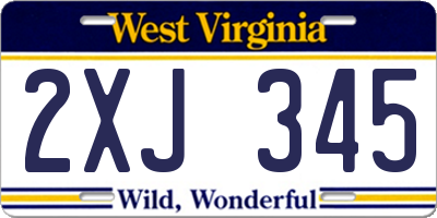 WV license plate 2XJ345