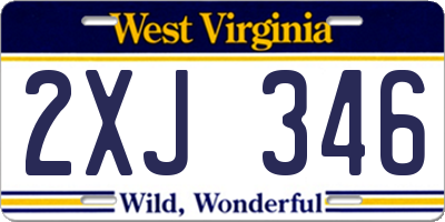 WV license plate 2XJ346