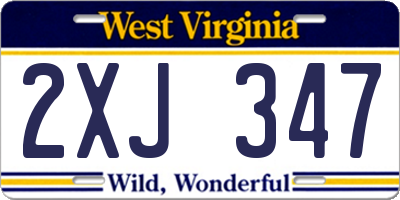 WV license plate 2XJ347