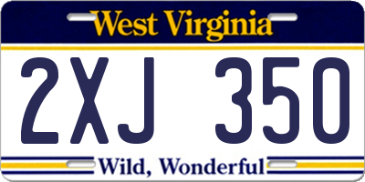 WV license plate 2XJ350