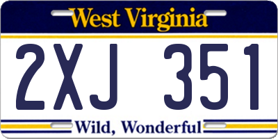 WV license plate 2XJ351