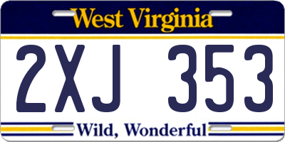 WV license plate 2XJ353