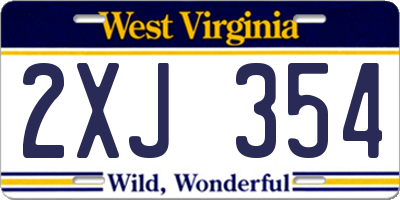 WV license plate 2XJ354