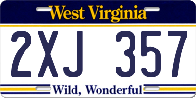WV license plate 2XJ357