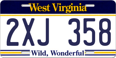 WV license plate 2XJ358