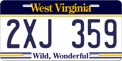 WV license plate 2XJ359