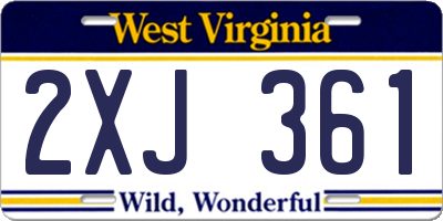 WV license plate 2XJ361