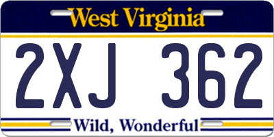 WV license plate 2XJ362