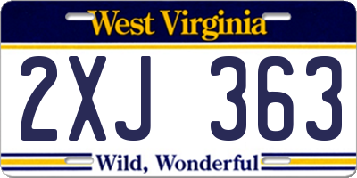 WV license plate 2XJ363