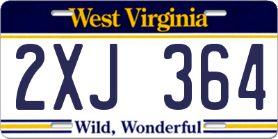 WV license plate 2XJ364