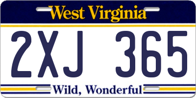 WV license plate 2XJ365