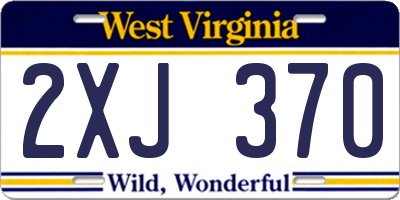 WV license plate 2XJ370