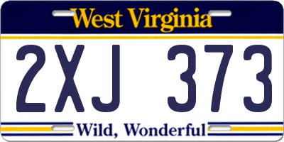WV license plate 2XJ373