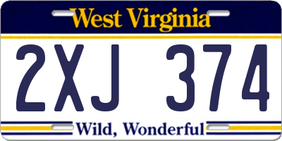 WV license plate 2XJ374