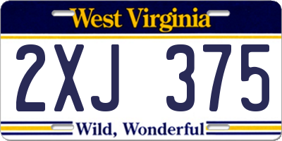 WV license plate 2XJ375