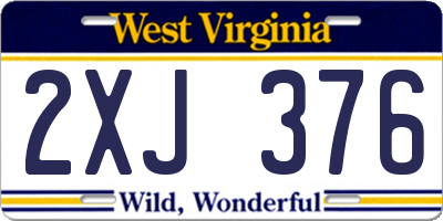 WV license plate 2XJ376