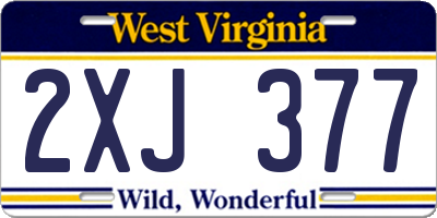 WV license plate 2XJ377