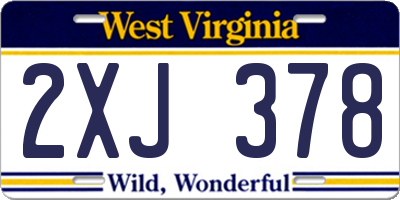 WV license plate 2XJ378