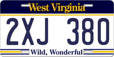 WV license plate 2XJ380