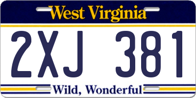 WV license plate 2XJ381