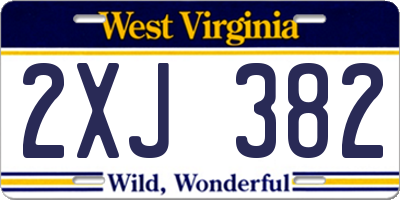 WV license plate 2XJ382