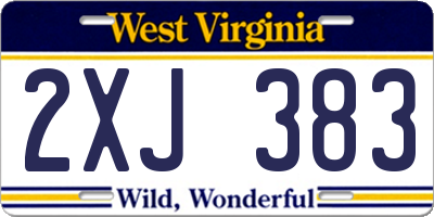 WV license plate 2XJ383
