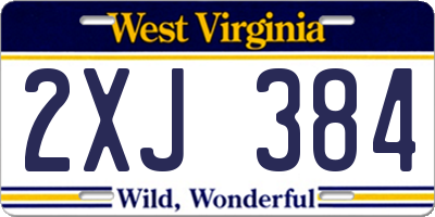 WV license plate 2XJ384