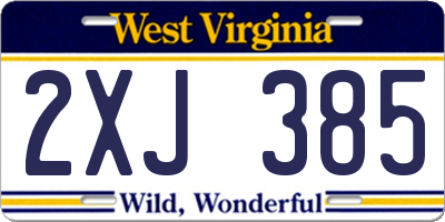 WV license plate 2XJ385