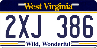 WV license plate 2XJ386