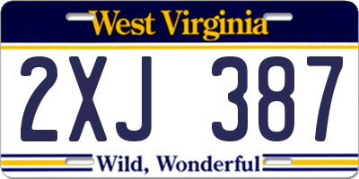 WV license plate 2XJ387