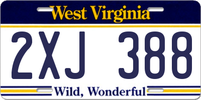 WV license plate 2XJ388