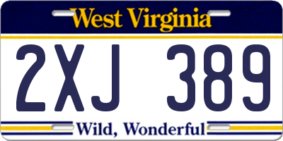 WV license plate 2XJ389