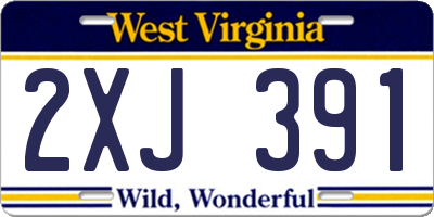 WV license plate 2XJ391