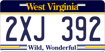 WV license plate 2XJ392