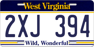 WV license plate 2XJ394