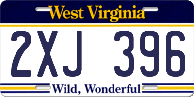 WV license plate 2XJ396