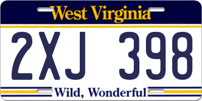WV license plate 2XJ398