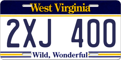 WV license plate 2XJ400