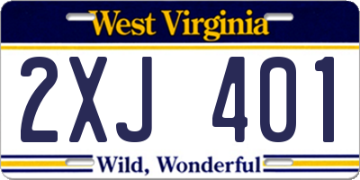 WV license plate 2XJ401