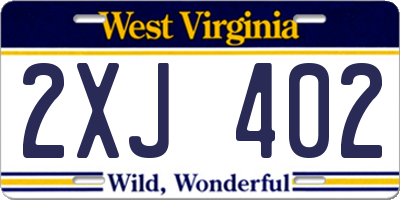 WV license plate 2XJ402