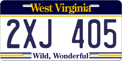 WV license plate 2XJ405