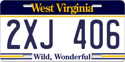 WV license plate 2XJ406