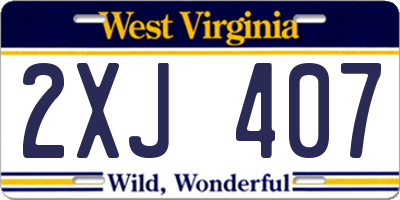WV license plate 2XJ407