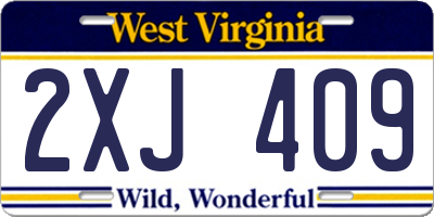 WV license plate 2XJ409
