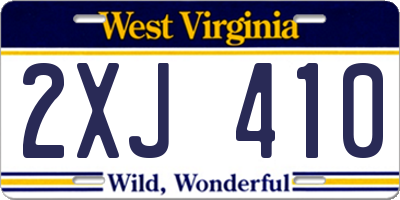 WV license plate 2XJ410