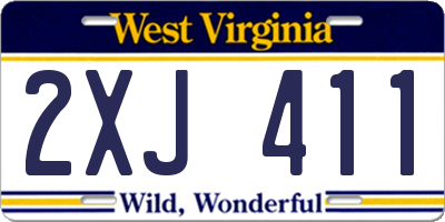 WV license plate 2XJ411