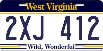 WV license plate 2XJ412
