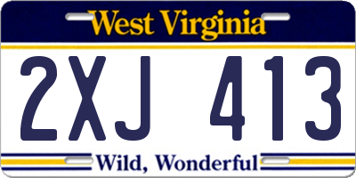 WV license plate 2XJ413