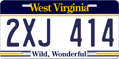 WV license plate 2XJ414